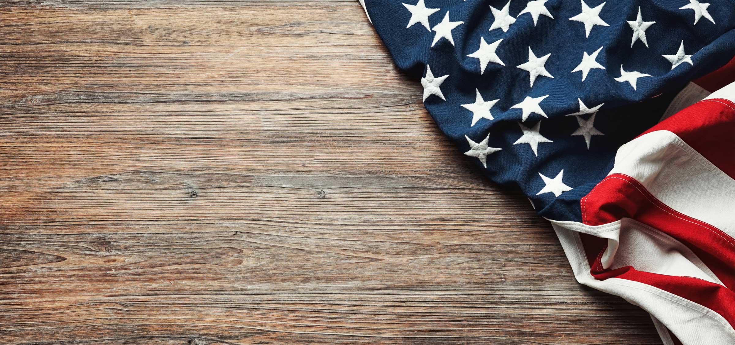 American flag on a wooden background